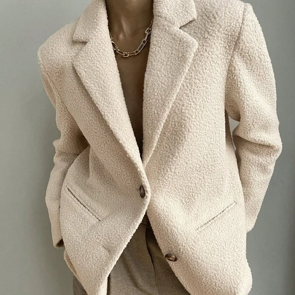 Apricot Casual Women's Stand Collar Long Sleeve Blazer Jacket - Picture 6 of 12